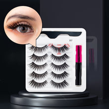 Load image into Gallery viewer, 3/5/7Pairs Magnetic Eyelashes False Lashes Repeated Use Eyelashes Waterproof Liquid Eyeliner With Tweezer Makeup Set