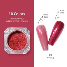 Load image into Gallery viewer, 1Box Nail Mirror Glitter Powder Metallic Colorful Dust Metal Effect Nail Glitter Gold Nail Art UV Gel Polish Chrome Flakes Dust