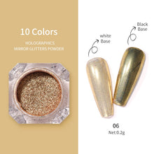 Load image into Gallery viewer, 1Box Nail Mirror Glitter Powder Metallic Colorful Dust Metal Effect Nail Glitter Gold Nail Art UV Gel Polish Chrome Flakes Dust