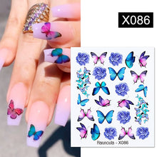 Load image into Gallery viewer, Harunouta Black Lines Flower Leaves Water Decals Stickers Floral Face Marble Pattern Slider For Nails Summer Nail Art Decoration