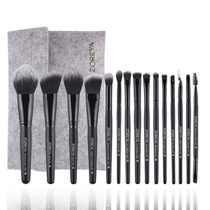 ZOREYA 7/15pcs Black Makeup Brushes Set Eye Shadow Powder Foundation Concealer Cosmetic Brush Makeup Blending Beauty Tools