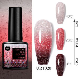 UR SUGAR 7.5ml Thermal Ultra-thin Glitter Gel Soak Off UV Gel Color-chaging Snowflake Temperature Color Change Nail Art Varnish