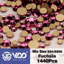 Load image into Gallery viewer, VDD SS4-SS20 Mix Size Clear Crystal Non HotFix Gold FlatBack Rhinestones Decorations DIY Glitter Stones 3D Nail Art Accessories