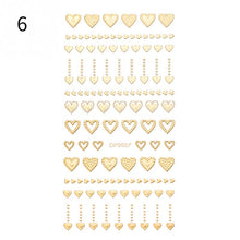 Load image into Gallery viewer, 1PC Silver Gold Lines Stripe 3D Nail Sticker Geometric Waved Star Heart Self Adhesive Slider Papers Nail Art Transfer Stickers