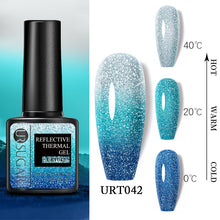 Load image into Gallery viewer, UR SUGAR 7.5ml Thermal Ultra-thin Glitter Gel Soak Off UV Gel Color-chaging Snowflake Temperature Color Change Nail Art Varnish