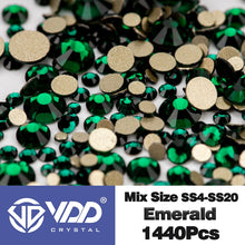 Load image into Gallery viewer, VDD SS4-SS20 Mix Size Clear Crystal Non HotFix Gold FlatBack Rhinestones Decorations DIY Glitter Stones 3D Nail Art Accessories