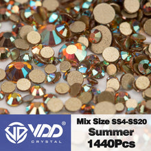 Load image into Gallery viewer, VDD SS4-SS20 Mix Size Clear Crystal Non HotFix Gold FlatBack Rhinestones Decorations DIY Glitter Stones 3D Nail Art Accessories