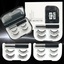 Load image into Gallery viewer, 3/5/7Pairs Magnetic Eyelashes False Lashes Repeated Use Eyelashes Waterproof Liquid Eyeliner With Tweezer Makeup Set
