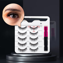 Load image into Gallery viewer, 3/5/7Pairs Magnetic Eyelashes False Lashes Repeated Use Eyelashes Waterproof Liquid Eyeliner With Tweezer Makeup Set