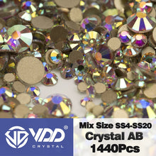 Load image into Gallery viewer, VDD SS4-SS20 Mix Size Clear Crystal Non HotFix Gold FlatBack Rhinestones Decorations DIY Glitter Stones 3D Nail Art Accessories