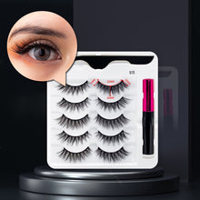 Load image into Gallery viewer, 3/5/7Pairs Magnetic Eyelashes False Lashes Repeated Use Eyelashes Waterproof Liquid Eyeliner With Tweezer Makeup Set
