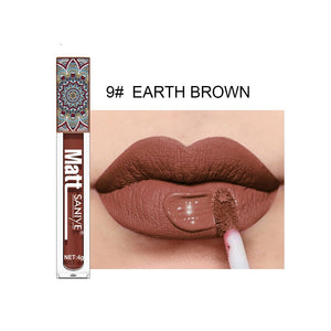 Waterproof Matte Nude Lip Gloss Brown Nude Pigment Dark Red Long Lasting Velvet Liquid Lipstick Women Makeup Lip Glaze 1PCS