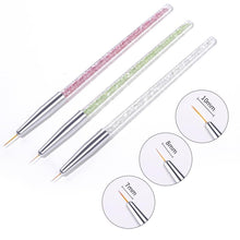 Load image into Gallery viewer, 3Pcs French Stripe Nail Art Liner Brush Set 3D Tips Line Stripes DIY Drawing Pen UV Gel Brushes Painting Pen Manicure Tools