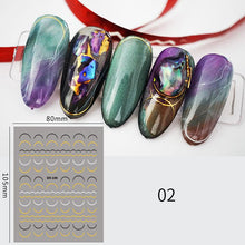 Load image into Gallery viewer, 1PC Silver Gold Lines Stripe 3D Nail Sticker Geometric Waved Star Heart Self Adhesive Slider Papers Nail Art Transfer Stickers