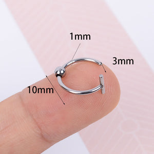 2022 New Punk 8/10mm Titanium Steel Lip Rings Cuff Clip on Fake Labret Piercing Ear Nose Hoops Unisex Women Septum Body Jewelry