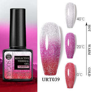 UR SUGAR 7.5ml Thermal Ultra-thin Glitter Gel Soak Off UV Gel Color-chaging Snowflake Temperature Color Change Nail Art Varnish