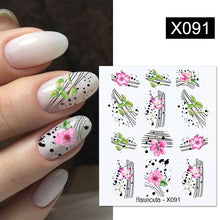Load image into Gallery viewer, Harunouta Black Lines Flower Leaves Water Decals Stickers Floral Face Marble Pattern Slider For Nails Summer Nail Art Decoration