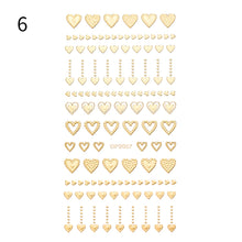 Load image into Gallery viewer, 1pc Gold Silver 3D Nail Stickers Metal Black Geometric Tassel Strip Line Adhesive Transfer Decals Nail Art DIY Design Decoration