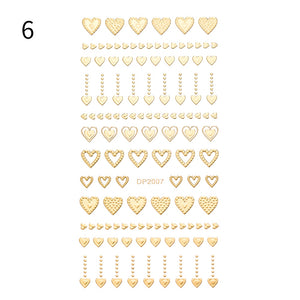 1pc Gold Silver 3D Nail Stickers Metal Black Geometric Tassel Strip Line Adhesive Transfer Decals Nail Art DIY Design Decoration
