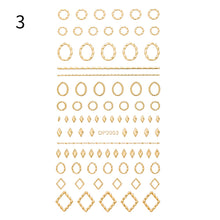 Load image into Gallery viewer, 1pc Gold Silver 3D Nail Stickers Metal Black Geometric Tassel Strip Line Adhesive Transfer Decals Nail Art DIY Design Decoration