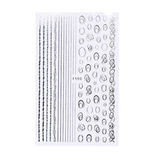 Load image into Gallery viewer, 1pc Gold Silver 3D Nail Stickers Metal Black Geometric Tassel Strip Line Adhesive Transfer Decals Nail Art DIY Design Decoration