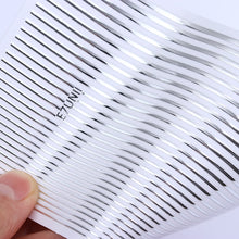 Load image into Gallery viewer, 1PC Silver Gold Lines Stripe 3D Nail Sticker Geometric Waved Star Heart Self Adhesive Slider Papers Nail Art Transfer Stickers