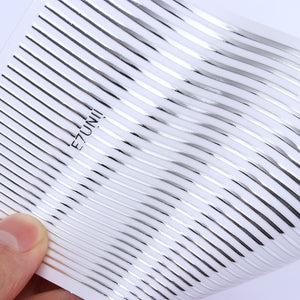 1PC Silver Gold Lines Stripe 3D Nail Sticker Geometric Waved Star Heart Self Adhesive Slider Papers Nail Art Transfer Stickers