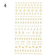 Load image into Gallery viewer, 1pc Gold Silver 3D Nail Stickers Metal Black Geometric Tassel Strip Line Adhesive Transfer Decals Nail Art DIY Design Decoration