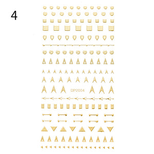 1pc Gold Silver 3D Nail Stickers Metal Black Geometric Tassel Strip Line Adhesive Transfer Decals Nail Art DIY Design Decoration