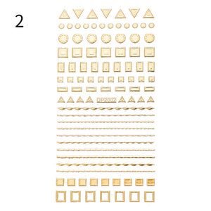 1pc Gold Silver 3D Nail Stickers Metal Black Geometric Tassel Strip Line Adhesive Transfer Decals Nail Art DIY Design Decoration