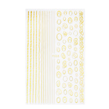 Load image into Gallery viewer, 1pc Gold Silver 3D Nail Stickers Metal Black Geometric Tassel Strip Line Adhesive Transfer Decals Nail Art DIY Design Decoration