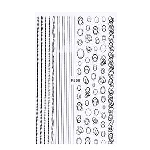 1pc Gold Silver 3D Nail Stickers Metal Black Geometric Tassel Strip Line Adhesive Transfer Decals Nail Art DIY Design Decoration