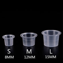 Load image into Gallery viewer, 100pc S/M/L Plastic Disposable Microblading Tattoo Ink Cups Permanent Makeup Pigment Clear Holder Container Cap Tattoo Accessory