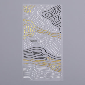 1pc Gold Silver 3D Nail Stickers Metal Black Geometric Tassel Strip Line Adhesive Transfer Decals Nail Art DIY Design Decoration