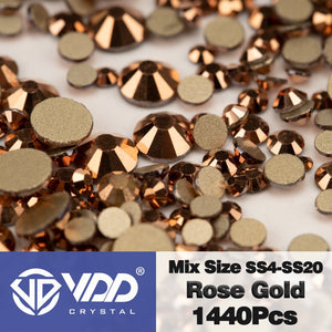VDD SS4-SS20 Mix Size Clear Crystal Non HotFix Gold FlatBack Rhinestones Decorations DIY Glitter Stones 3D Nail Art Accessories