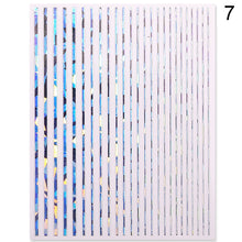 Load image into Gallery viewer, 1pc Gold Silver 3D Nail Stickers Metal Black Geometric Tassel Strip Line Adhesive Transfer Decals Nail Art DIY Design Decoration