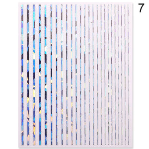 1pc Gold Silver 3D Nail Stickers Metal Black Geometric Tassel Strip Line Adhesive Transfer Decals Nail Art DIY Design Decoration