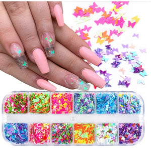 Holographic Butterfly Flakes Nail Art Glitter Sparkly 3D Laser Butterfly Sequins Tips DIY Polish Nail Art Decorations Manicure
