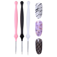 Load image into Gallery viewer, 3Pcs French Stripe Nail Art Liner Brush Set 3D Tips Line Stripes DIY Drawing Pen UV Gel Brushes Painting Pen Manicure Tools