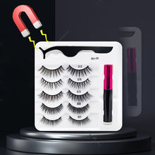 Load image into Gallery viewer, 3/5/7Pairs Magnetic Eyelashes False Lashes Repeated Use Eyelashes Waterproof Liquid Eyeliner With Tweezer Makeup Set