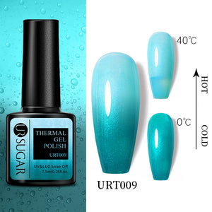 UR SUGAR 7.5ml Thermal Ultra-thin Glitter Gel Soak Off UV Gel Color-chaging Snowflake Temperature Color Change Nail Art Varnish