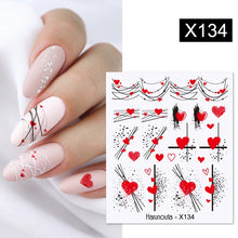 Load image into Gallery viewer, Harunouta Black Lines Flower Leaves Water Decals Stickers Floral Face Marble Pattern Slider For Nails Summer Nail Art Decoration