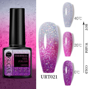 UR SUGAR 7.5ml Thermal Ultra-thin Glitter Gel Soak Off UV Gel Color-chaging Snowflake Temperature Color Change Nail Art Varnish