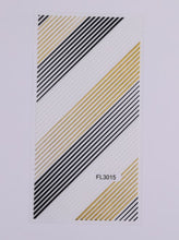 Load image into Gallery viewer, 1PC Silver Gold Lines Stripe 3D Nail Sticker Geometric Waved Star Heart Self Adhesive Slider Papers Nail Art Transfer Stickers