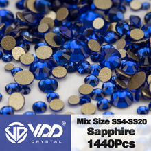 Load image into Gallery viewer, VDD SS4-SS20 Mix Size Clear Crystal Non HotFix Gold FlatBack Rhinestones Decorations DIY Glitter Stones 3D Nail Art Accessories