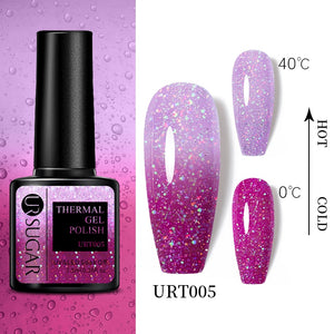 UR SUGAR 7.5ml Thermal Ultra-thin Glitter Gel Soak Off UV Gel Color-chaging Snowflake Temperature Color Change Nail Art Varnish