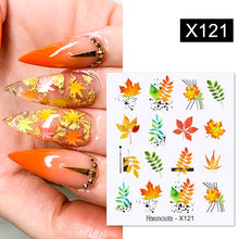 Load image into Gallery viewer, Harunouta Black Lines Flower Leaves Water Decals Stickers Floral Face Marble Pattern Slider For Nails Summer Nail Art Decoration
