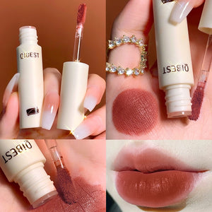 QIBEST Lip Gloss 8 Colors Nude Matte Chocolate Lipstick Waterproof Long Lasting Women Red Lip Tint Velvet Lip Glaze Cosmetics