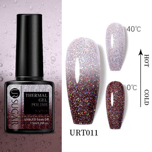 UR SUGAR 7.5ml Thermal Ultra-thin Glitter Gel Soak Off UV Gel Color-chaging Snowflake Temperature Color Change Nail Art Varnish