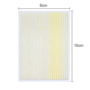 1PC Silver Gold Lines Stripe 3D Nail Sticker Geometric Waved Star Heart Self Adhesive Slider Papers Nail Art Transfer Stickers
